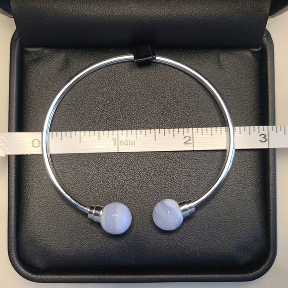 SAVVY CIE JEWELS Flexible Blue Lace Agate Cuff Bracelet, NWOT - Picture 7 of 9